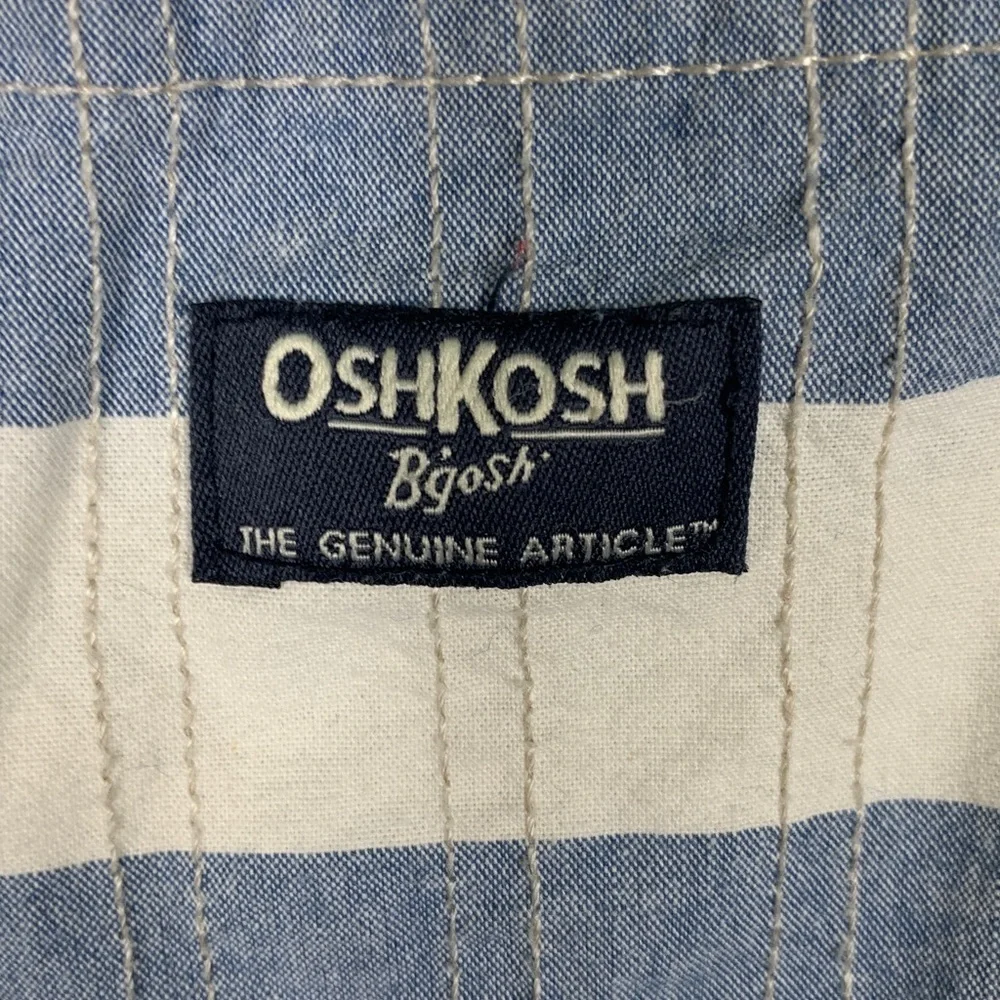 Oshkosh B’gosh white and blue striped overalls 18 months